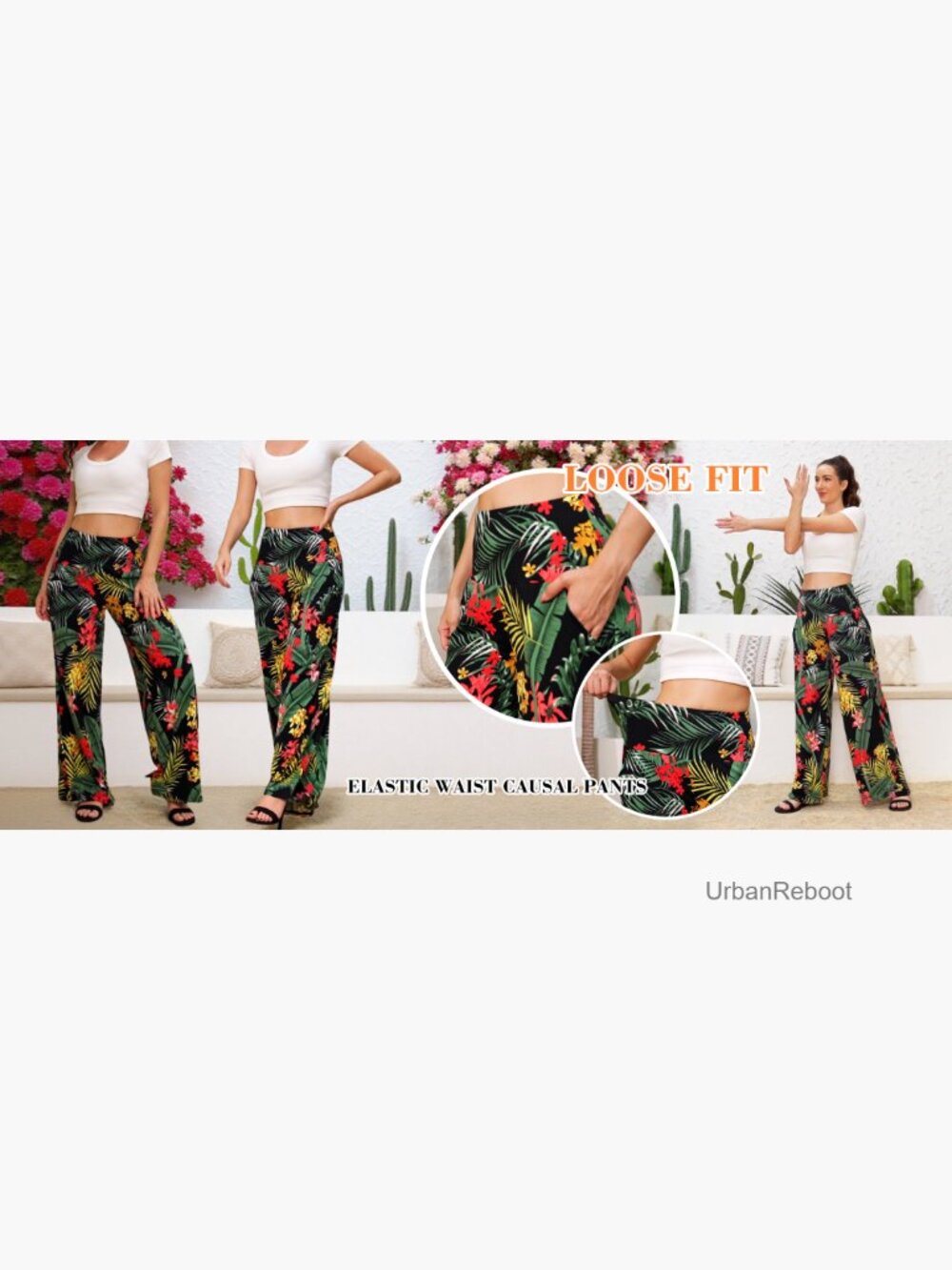 Women's High Waist Wide Leg Palazzo Pants with Pockets - Picture 7 of 7